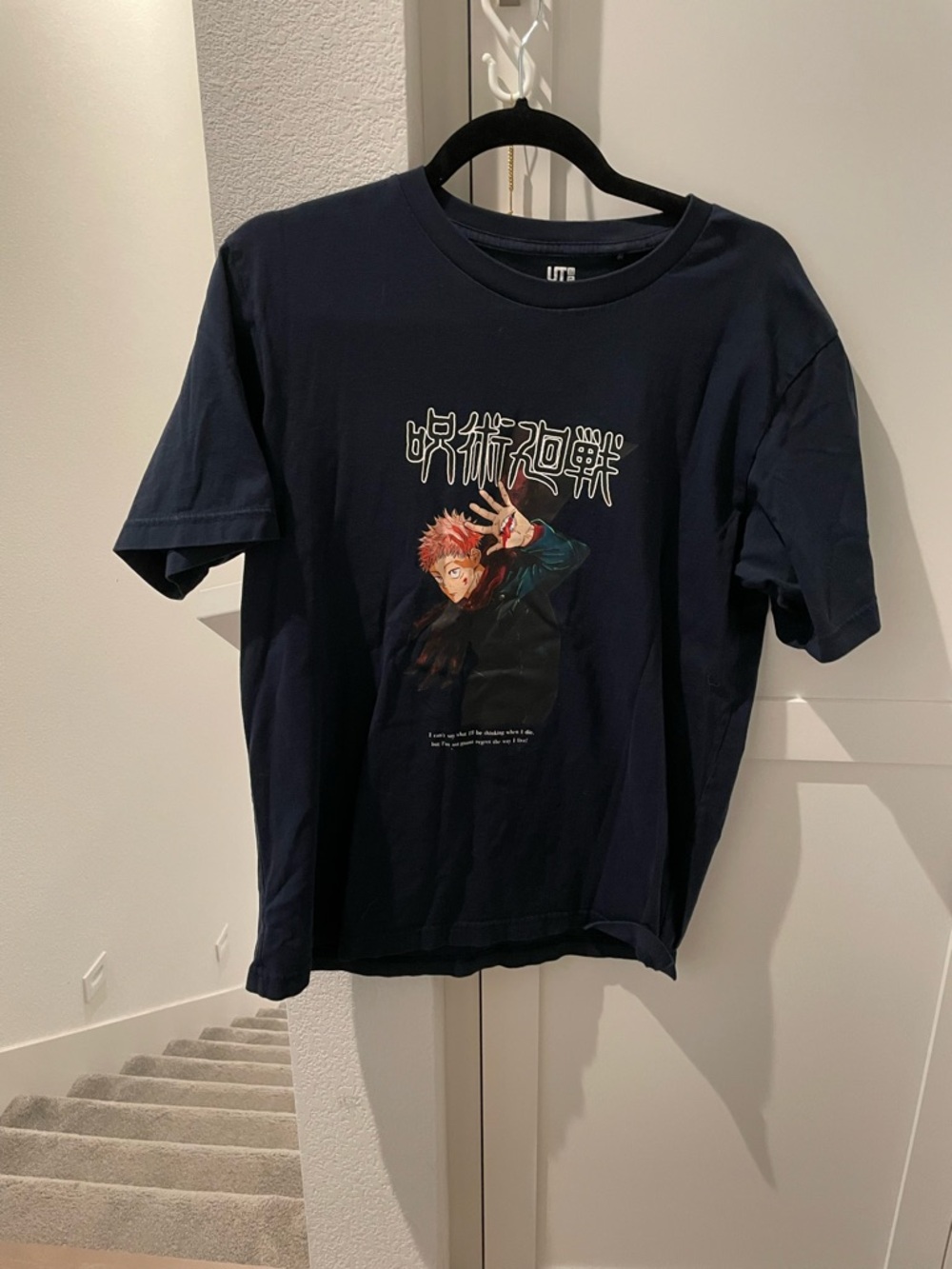 Uniqlo Navy Graphic Tee with Anime Character Print